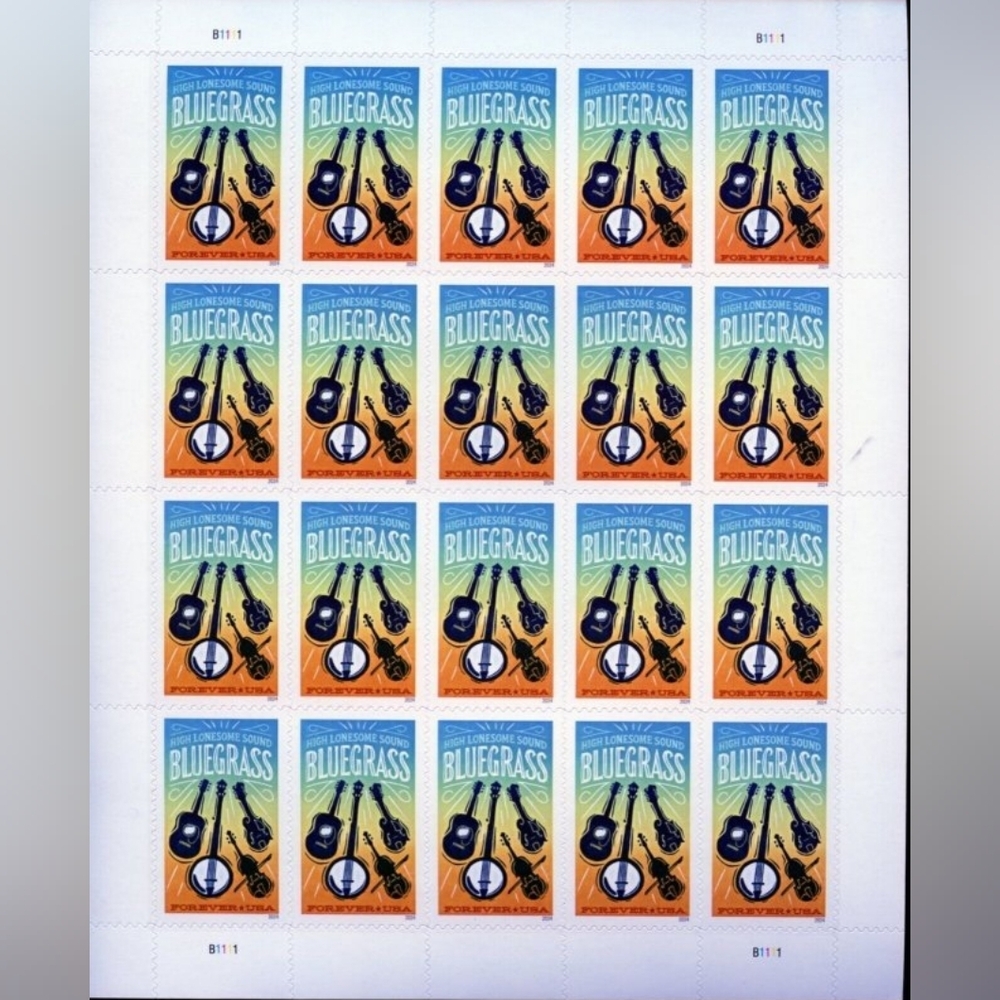 100 2024 Bluegrass Forever Postage Stamps USPS Wedding‎ Invitations Valentines